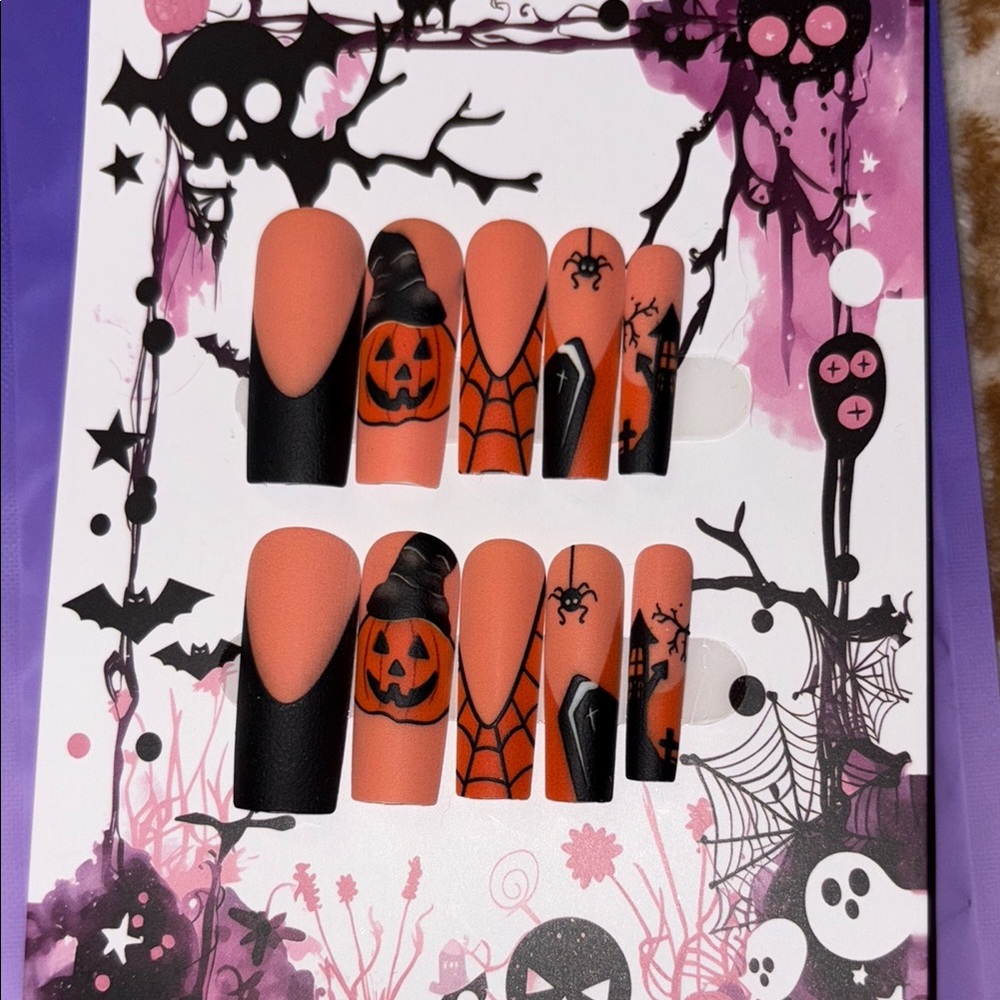 Halloween Nail Art Set - Orange and Black